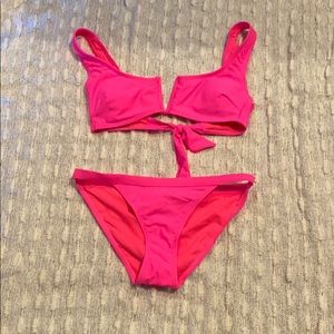 Hot pink bikini top and bottom: